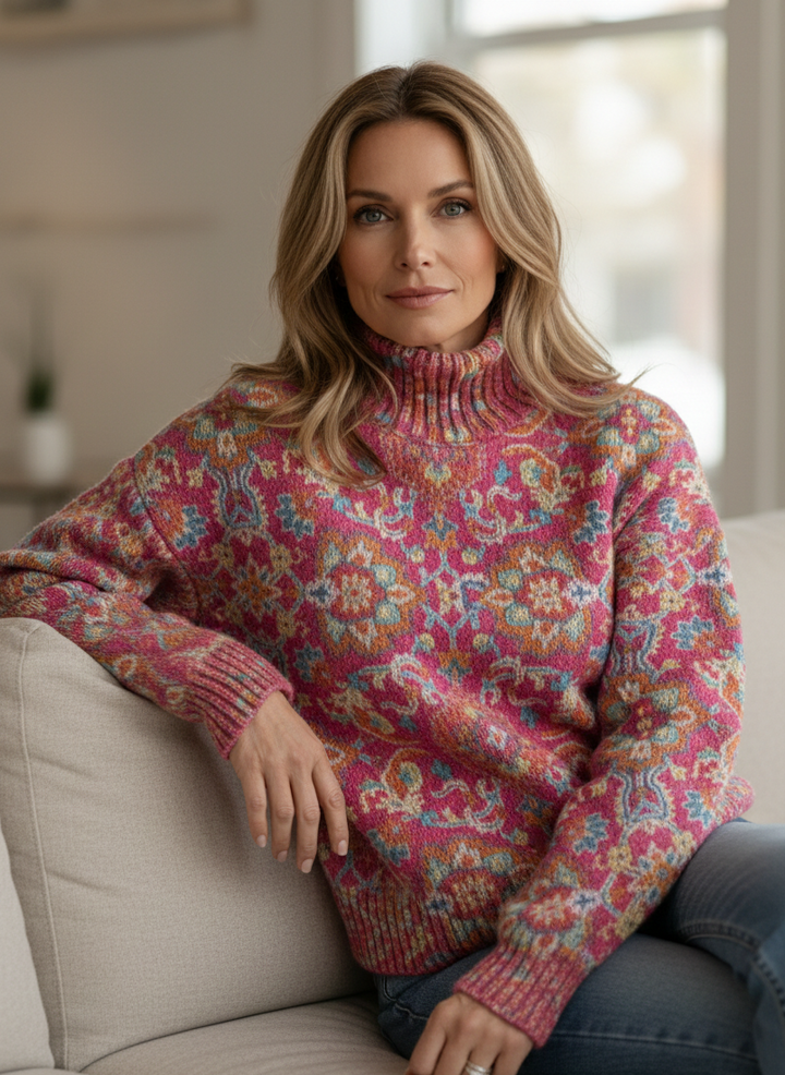 Annabelle | Floral Knit Turtleneck